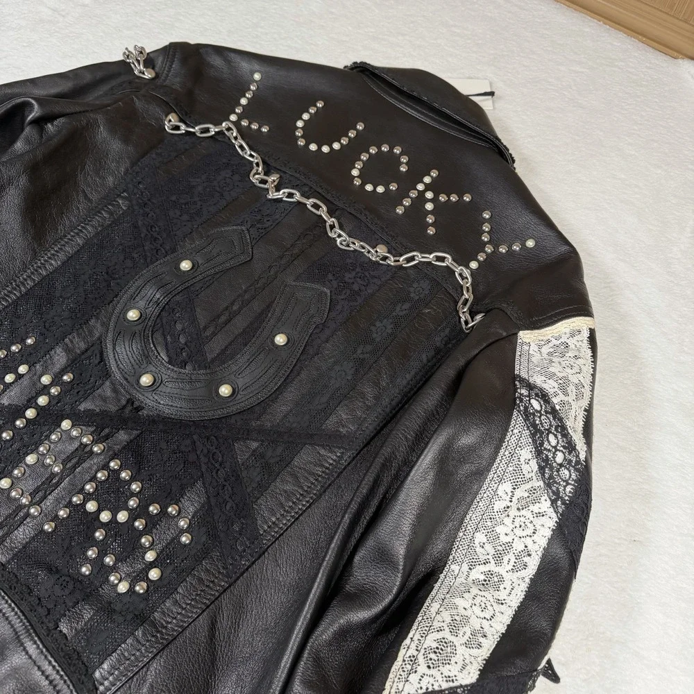 Coach 1941 x Elvis Leather Jacket Embellished Moto Studded Runway Womens XS BLK